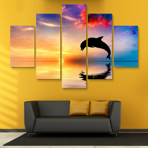 5 piece Dolphin wall art