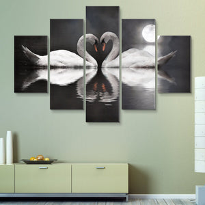 5 piece Romantic Swan wall art