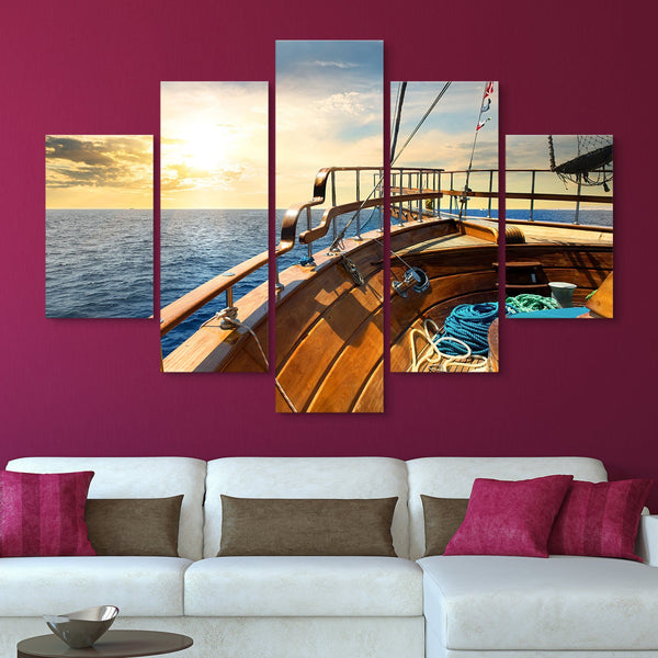 5 piece Sailing to the Sunset wall art