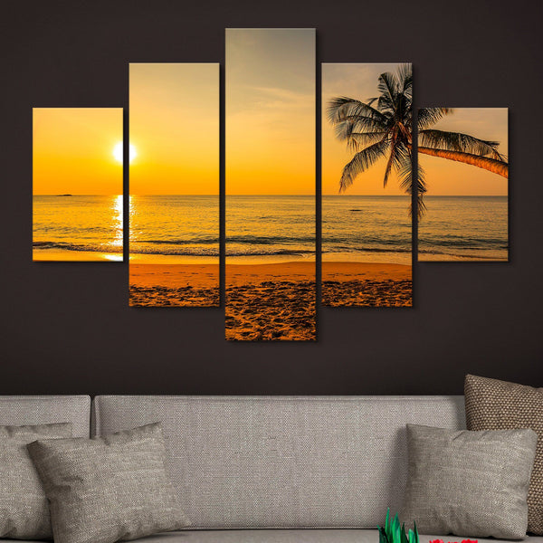 5 piece Sunset by the Beach wall art