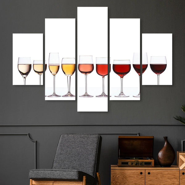 Wine Color Gradient 5 piece wall art