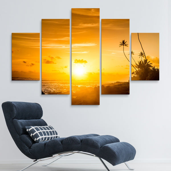 5 piece Sunset by the sea wall art