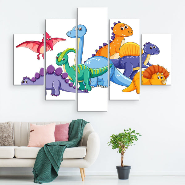 Cute Dinosaurs wall art 5 piece