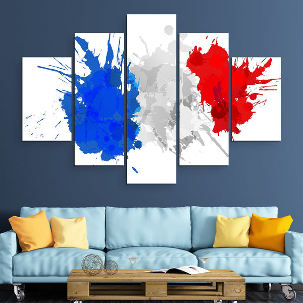 5 piece France flag wall art