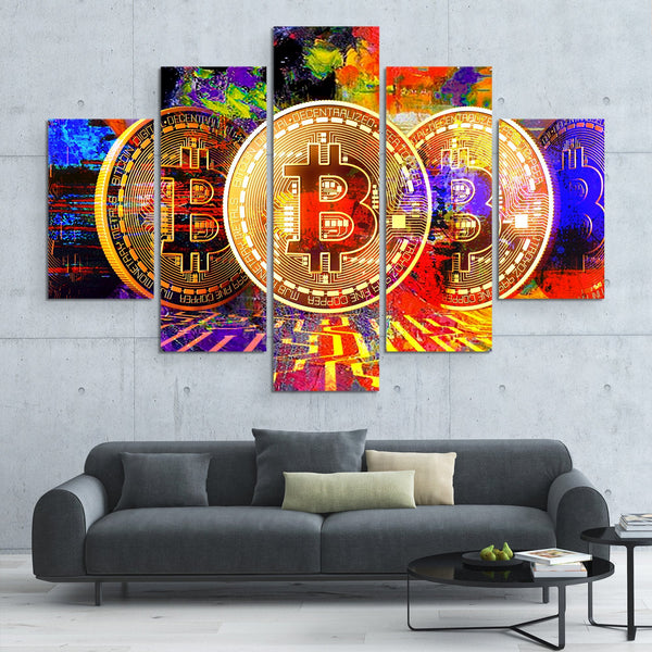 5 piece Bitcoin Power wall art