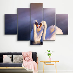 5 piece Swans in Love wall art