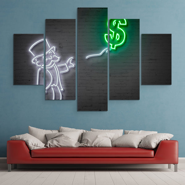 5 piece Rich Uncle Pennybags wall art