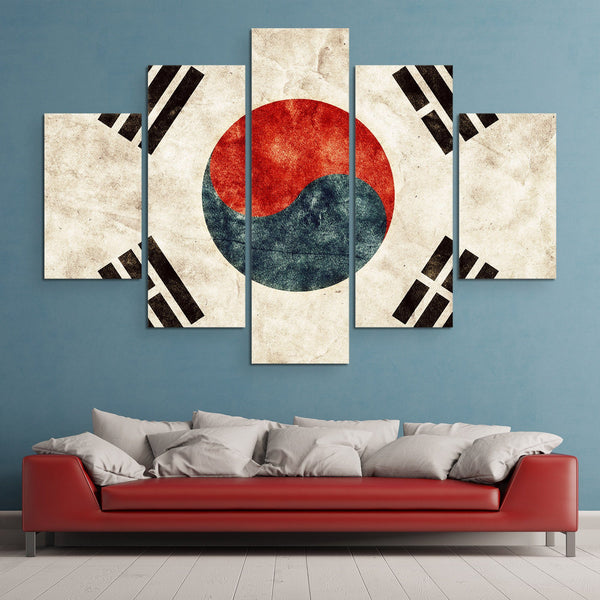 5 piece Korean Flag wall art