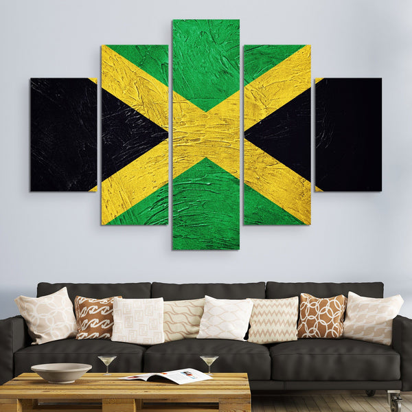 5 piece Jamaican Flag wall art