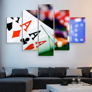 5 piece Poker Aces wall art