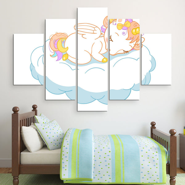 5 piece Sleeping Unicorn Wall art
