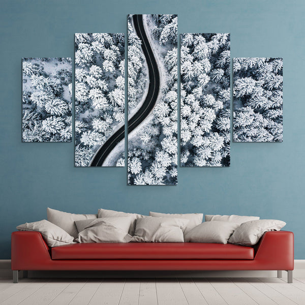 5 piece Snow-covered Forest wall art