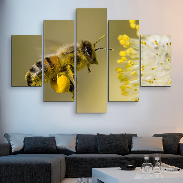 5 piece Flower Bee wall art
