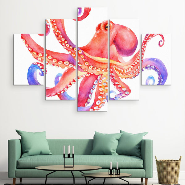 Watercolor Octopus wall art 5 piece
