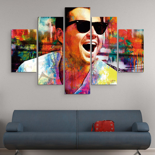 5 piece Laughing Leo wall art
