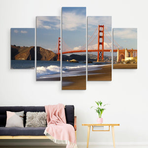 5 piece Golden Gate Bridge wall art