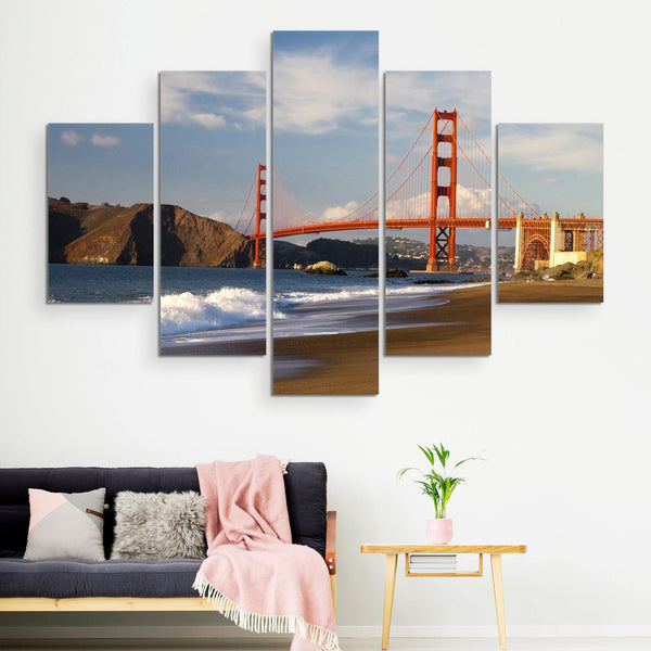 5 piece Golden Gate Bridge wall art