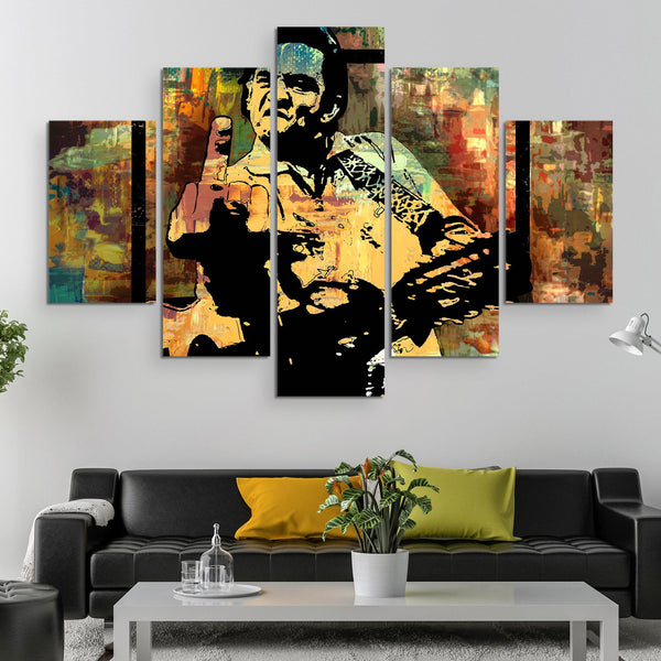 5 piece Johnny Cash Middle Finger wall art