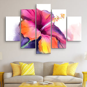 5 piece Abstract Hibiscus wall art