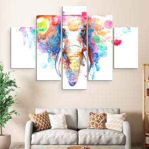 5 piece watercolor elephant wall art
