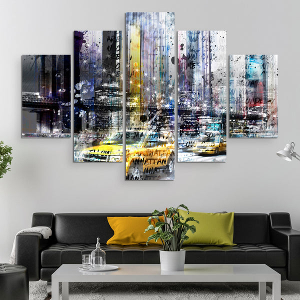 NYC Collage Canvas 5 piece wall art