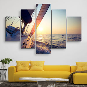 5 piece Sail Boat wall art