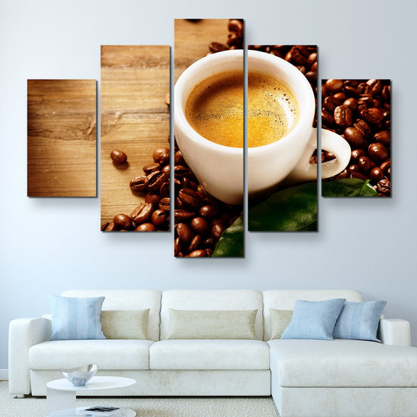 5 piece Cup of Coffee Espresso wall art