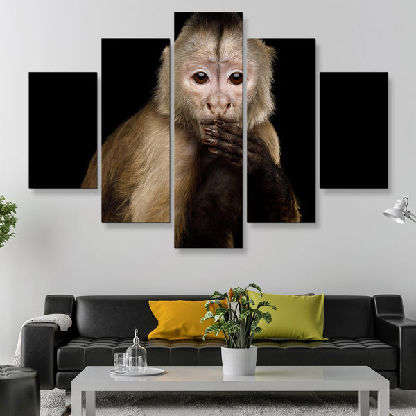 5 piece Funny Capuchin Monkey wall art