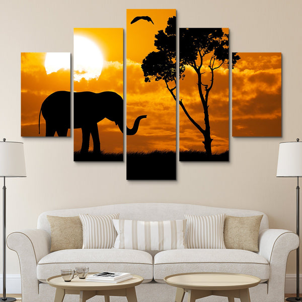 5 piece Safari Silhouette wall art