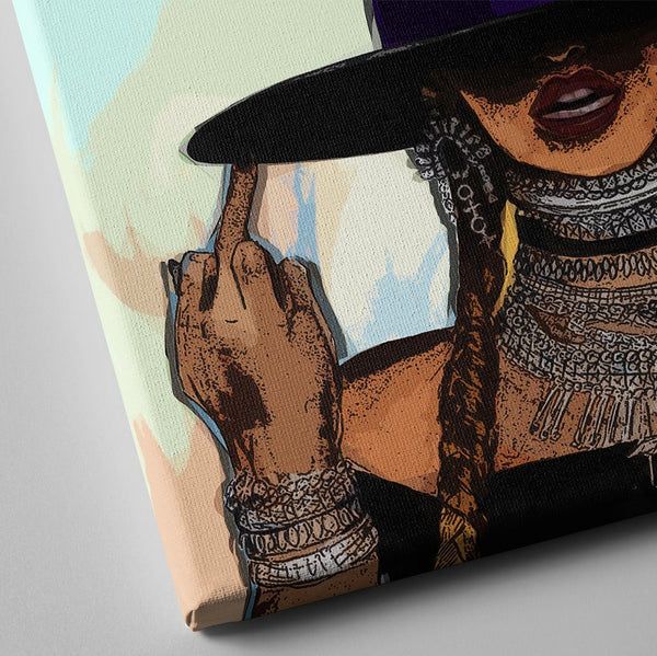 Beyonce middle fingers canvas art