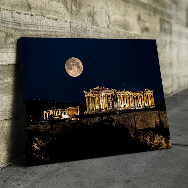 Parthenon At Night Canvas Print