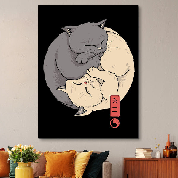 Yin Yang Cats Canvas Print