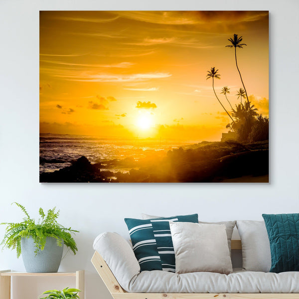 Sunset by the sea wall art