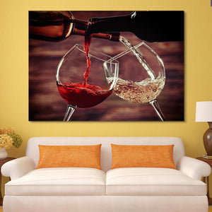 White and Red Wine Pouring wall art