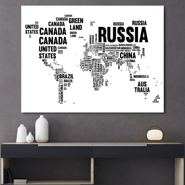 Typography World Map wall art