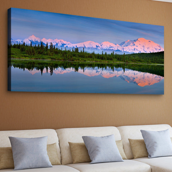 Mount McKinley reflectin in Wonder Lake living room wall art