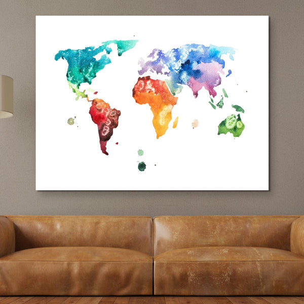Watercolor World Map wall art