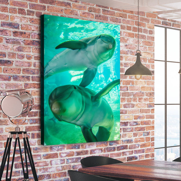 Posing Dolphins wall art for living room