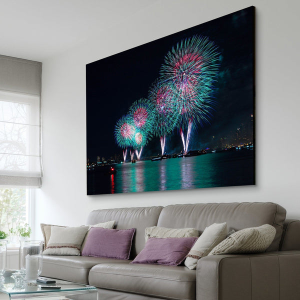 City fireworks living room wall art