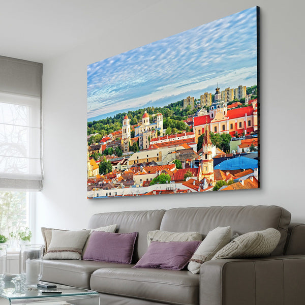 Colorful Vilnius Town living room wall art