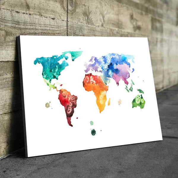 Watercolor World Map home decor art