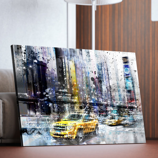 NYC Collage Canvas living room wall art abstract pop art