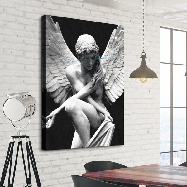 Angel  statue canvas print living room wall art