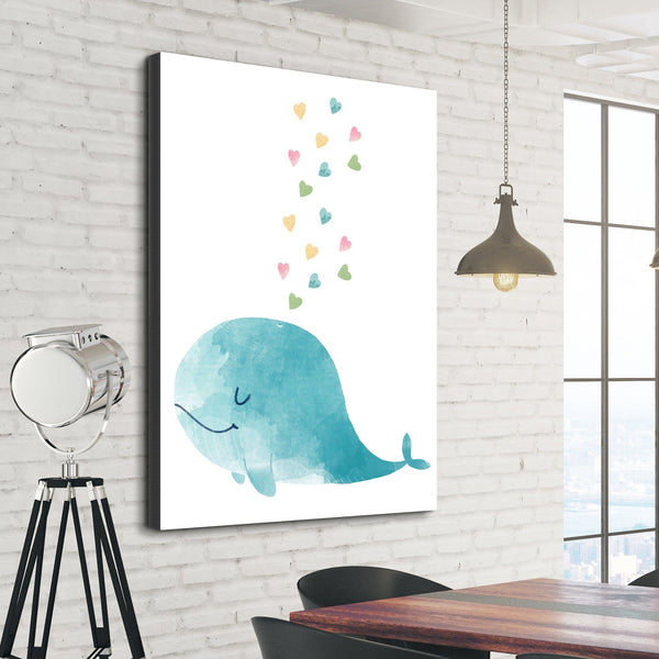 Watercolor whale wall art for kids