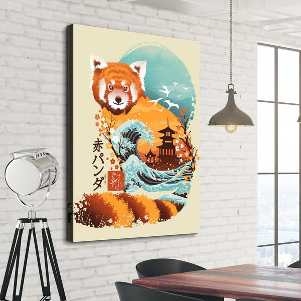 Ukiyo e Red Panda living room wall art