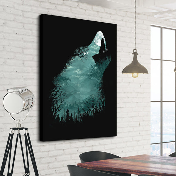 Wolf Silhouette nature living room wall art