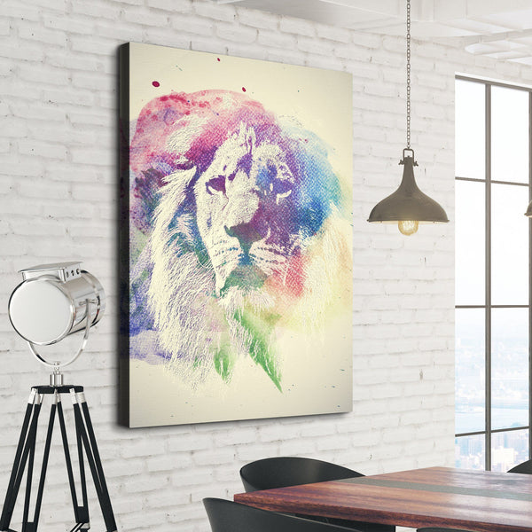 abstract watercolor lion canvas art