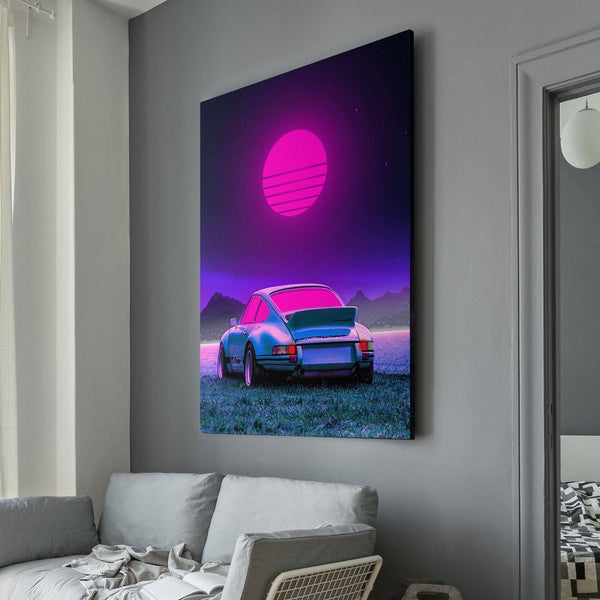Neon vintage Porsche Canvas Print wall art