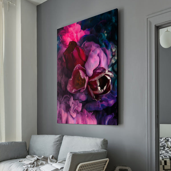 Abstract Tulips Under Water Digital Canvas Print Living room wall art