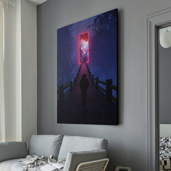 The Bridge to Universe Neon Canvas Print Living room wall art 